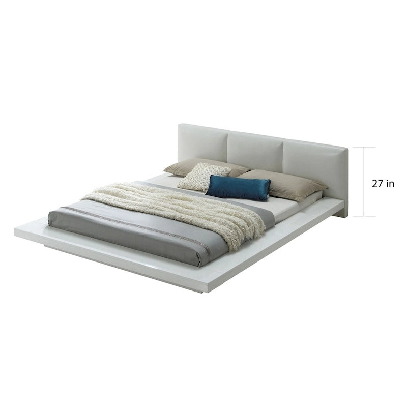 Carbon Loft Ballingham Gloss White Low Profile Upholstered Bed
