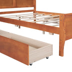 Full Size Wood Platform Bed with 4 Drawers and Streamlined Headboard