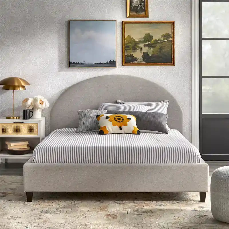 angelo:HOME Ava Mid-Century Upholstered Queen Platfom Bed