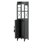 Wood Tall Bathroom Linen Cabinet Small Bathroom Storage Corner Floor Cabinet with Doors and Shelves Toilet Paper Holder