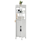 Wood Tall Bathroom Linen Cabinet Small Bathroom Storage Corner Floor Cabinet with Doors and Shelves Toilet Paper Holder