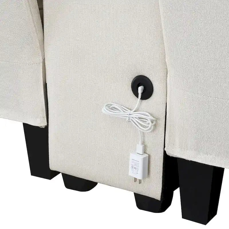 [VIDEO provided] [New] 114.2 Upholstered Sofa with Console, 2 Cupholders and 2 USB Ports Wired or Wirelessly Charged, Modern Li