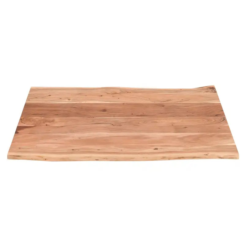 45 Inch Acacia Farmhouse Coffee Table, Live Edges, Metal Sled Base, Brown and Black