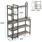 Brown Industrial Wood Bakers Rack with Storage,Black Modern Microwave Oven Stand,5-Tier Kitchen Utility Storage Shelf
