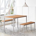 3 Piece Kitchen Table Set with Two Benches Dining Room Table Set 4