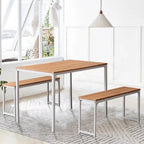 3 Piece Kitchen Table Set with Two Benches Dining Room Table Set 4