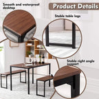 3 Piece Kitchen Table Set with Two Benches Dining Room Table Set 4