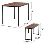 3 Piece Kitchen Table Set with Two Benches Dining Room Table Set 4