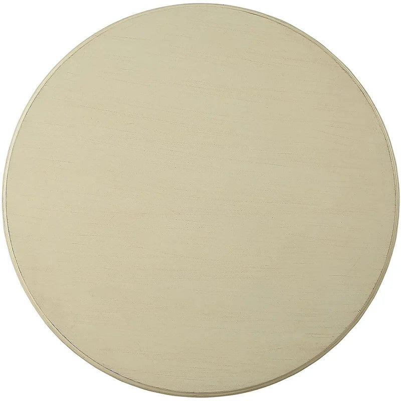Round Wooden Pedestal Table in Antique White