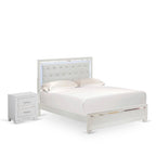 East West Furniture Pandora Wooden queen bedroom set with a queen bed frames White Finish(Pieces Option)