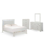East West Furniture Pandora Wooden queen bedroom set with a queen bed frames White Finish(Pieces Option)