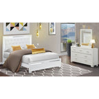 East West Furniture Pandora Wooden queen bedroom set with a queen bed frames White Finish(Pieces Option)