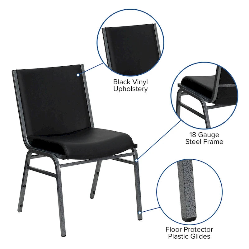 4 Pack Heavy Duty Stack Chair - 21D x 19.75W x 31.25H