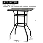 31.5W x 40H Patio Wrought Iron Glass High Bar Table