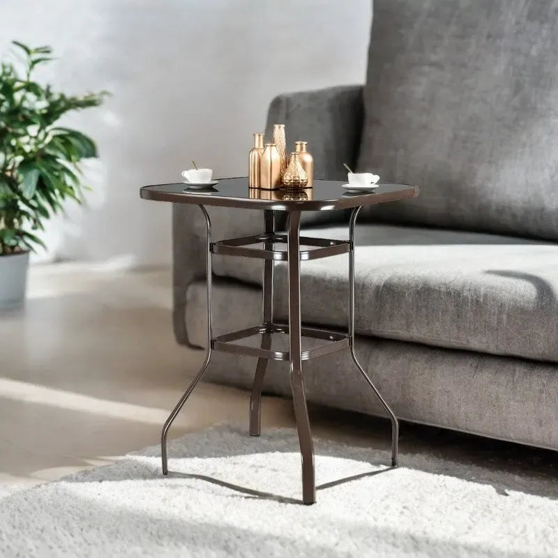 31.5W x 40H Patio Wrought Iron Glass High Bar Table