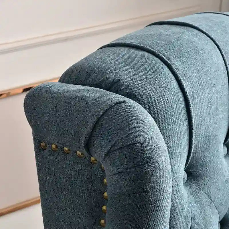 Push Back Recliner with Tufted Back and Wooden Legs