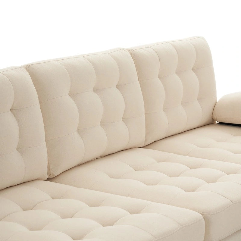 U-shaped Soft-Covered Armrest Backrest Seat Sectional Sofa Beige
