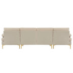 U-shaped Soft-Covered Armrest Backrest Seat Sectional Sofa Beige
