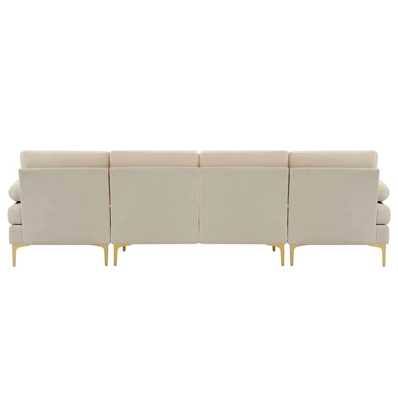 U-shaped Soft-Covered Armrest Backrest Seat Sectional Sofa Beige