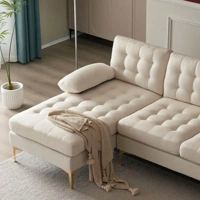 U-shaped Soft-Covered Armrest Backrest Seat Sectional Sofa Beige