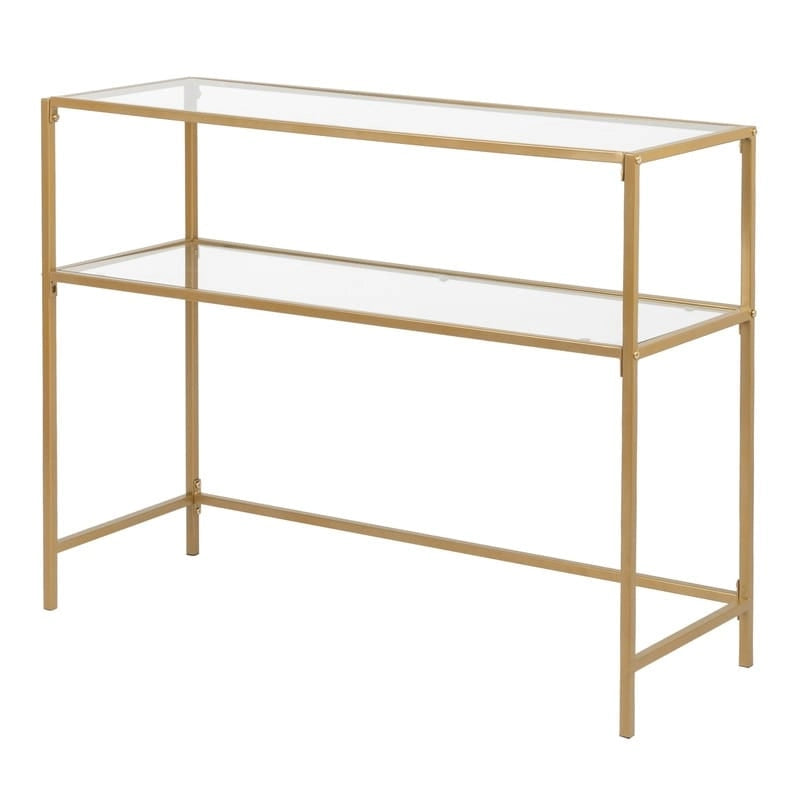 Modern Gold Frame 39.4 Entryway Console Table Glass Top