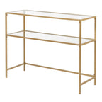 Modern Gold Frame 39.4 Entryway Console Table Glass Top