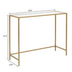 Modern Gold Frame 39.4 Entryway Console Table Glass Top