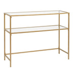 Modern Gold Frame 39.4 Entryway Console Table Glass Top