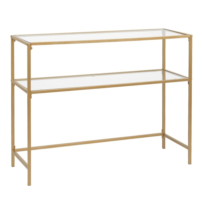 Modern Gold Frame 39.4 Entryway Console Table Glass Top
