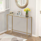 Modern Gold Frame 39.4 Entryway Console Table Glass Top