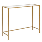 Modern Gold Frame 39.4 Entryway Console Table Glass Top