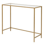 Modern Gold Frame 39.4 Entryway Console Table Glass Top