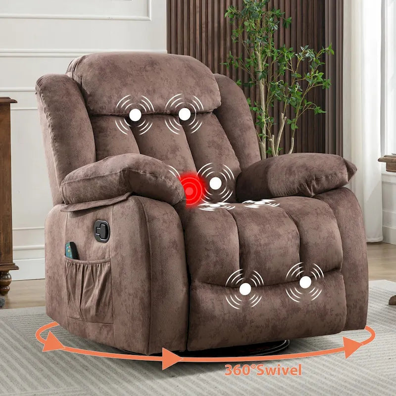 360 Rotatable Swing Manual Massage Rocker Recliner With Heat And Vibration