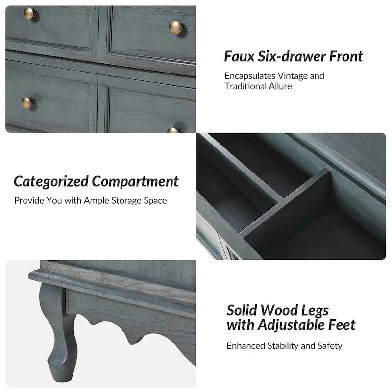 Pallantium Farmhouse 30Tall Distressed 3-Drawer Nightstand With Solid Wood Legs and Adjustable Feet Set Of 2 by HULALA HOME