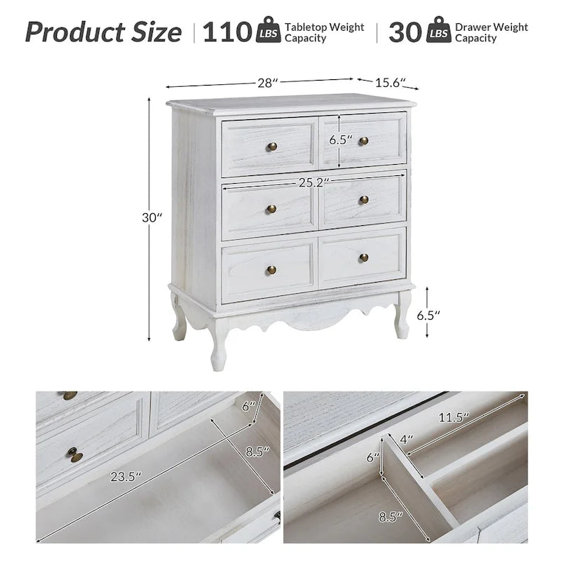 Pallantium Farmhouse 30Tall Distressed 3-Drawer Nightstand With Solid Wood Legs and Adjustable Feet Set Of 2 by HULALA HOME