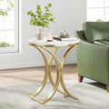 White Gold Side Table Round End Table Modern Small Coffee Table Accent C Table