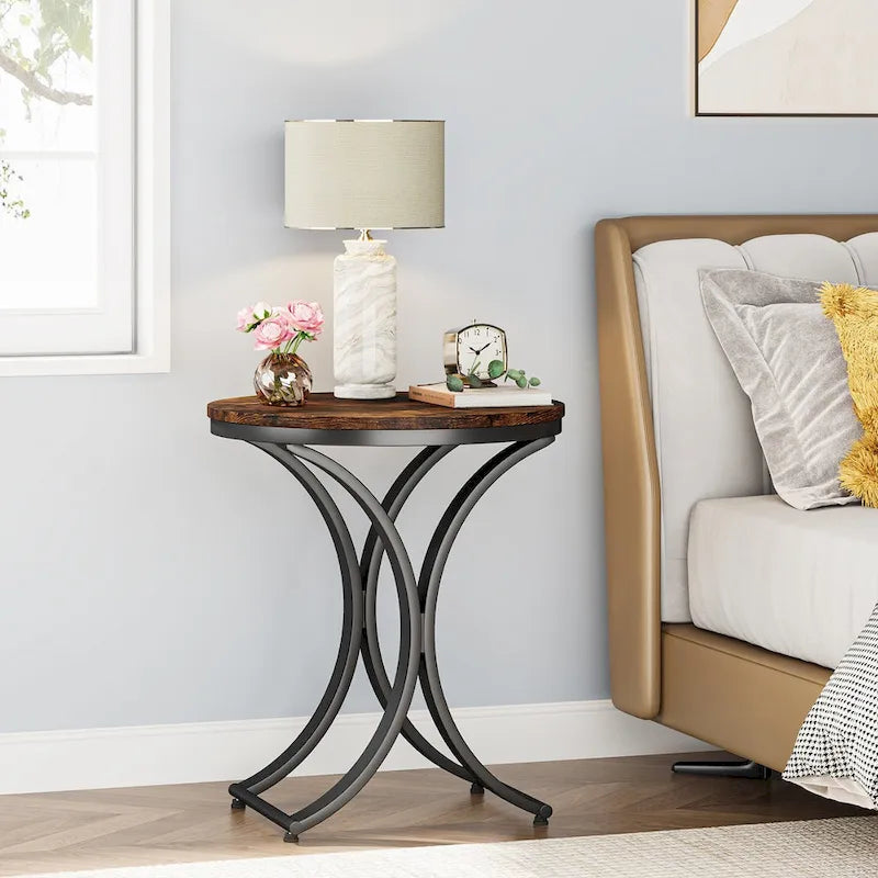 White Gold Side Table Round End Table Modern Small Coffee Table Accent C Table