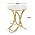 White Gold Side Table Round End Table Modern Small Coffee Table Accent C Table