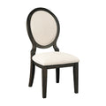 20 Inch Dining Chair, Set of 2, Oval Padded Back, Polylinen Cream Fabric