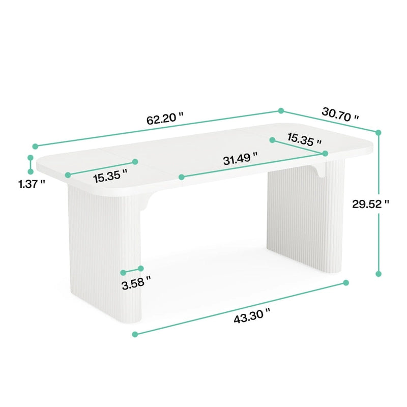 Modern 63 Executive Computer Desk for Home Office, Simple Rectangular Writing Table for Study Room Bedroom