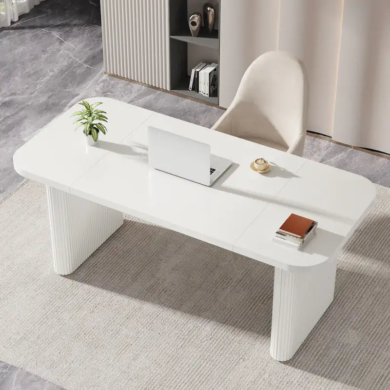 Modern 63 Executive Computer Desk for Home Office, Simple Rectangular Writing Table for Study Room Bedroom