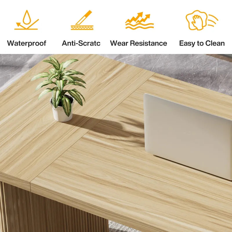 Modern 63 Executive Computer Desk for Home Office, Simple Rectangular Writing Table for Study Room Bedroom