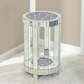 Tall Mirrored Glass Round End Table