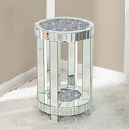 Tall Mirrored Glass Round End Table