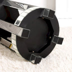 Tall Mirrored Glass Round End Table