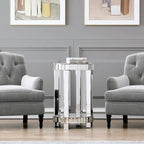 Tall Mirrored Glass Round End Table