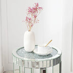 Tall Mirrored Glass Round End Table