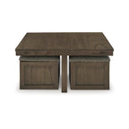 Signature Design by Ashley Boardernest Brown Coffee Table with 4 Stools - 40W x 40D x 18H