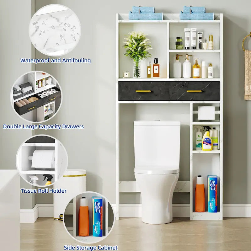 Moasis Over The Toilet Cabinet for Bathroom Storage with Drawers and Shelves