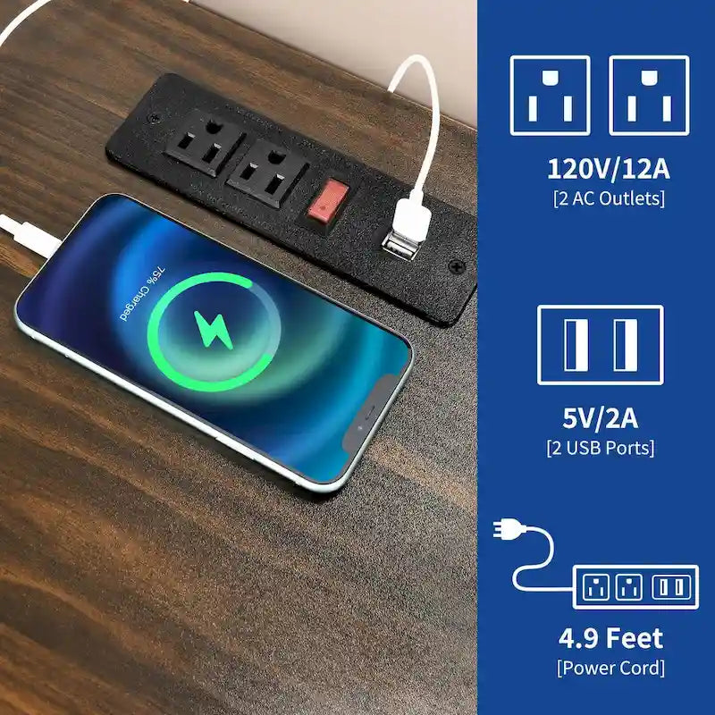 Moasis Farmhouse End Table with Charging Station, Sofa Side Side Table with USB and Storage